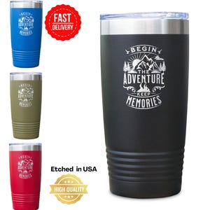 Adventure Awaits! Funny Hiking Tumbler for Outdoor Lovers Great Travel Mug Gift for Trekkers & Camp Fans, Outdoor Adventure Travel Mug