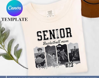 Senior Basketball Mom Custom Photo Template Editable Senior Night Shirt Design PNG, Personalized Basketball Mom Gift, Senior 2027 Mom shirt