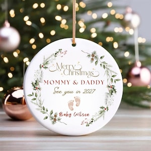 Baby Announcement Ornament | Personalized Pregnancy Reveal Ornament | Christmas Gift for Expecting Parents | See You in 2027 Keepsake
