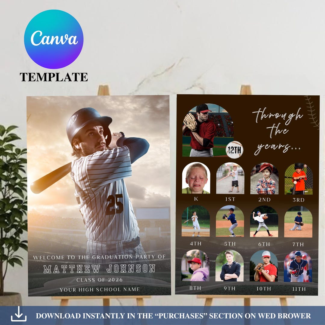 Personalized Baseball Graduation Welcome Sign Template Custom Welcome ...