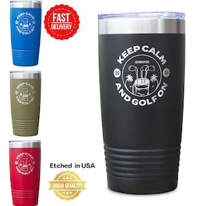 Personalized Golf Tumbler with Name – Custom Gift for Golfers, Golf Lover Travel Mug, Birthday Gift for Golf Player, Thank You Golf Gift