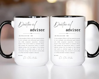 Custom doctoral advisor definition Mug thank you gift for phd professor dissertation chair academic advisor doctorate appreciation gift