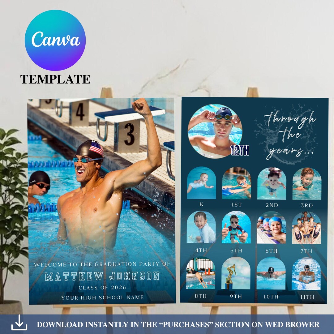 Personalized Swim Senior Graduation Welcome Sign Template Custom ...