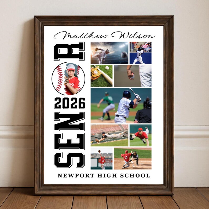 Baseball Photo Collage Template Baseball Senior Night Poster Senior ...