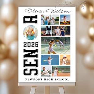 Custom Tennis Photo Collage Template Tennis Senior Night Poster Tennis Team Banquet Decor Tennis Graduation Party Banner Editable in Canva