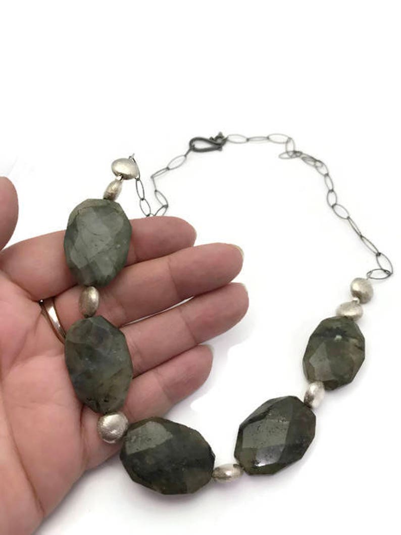 Cut Labradorite Laboradorite Necklace Laboradorite Jewelry Chunky Jewelry Silver Jewelry Silver Necklace Adjustable Necklace Hand Cut