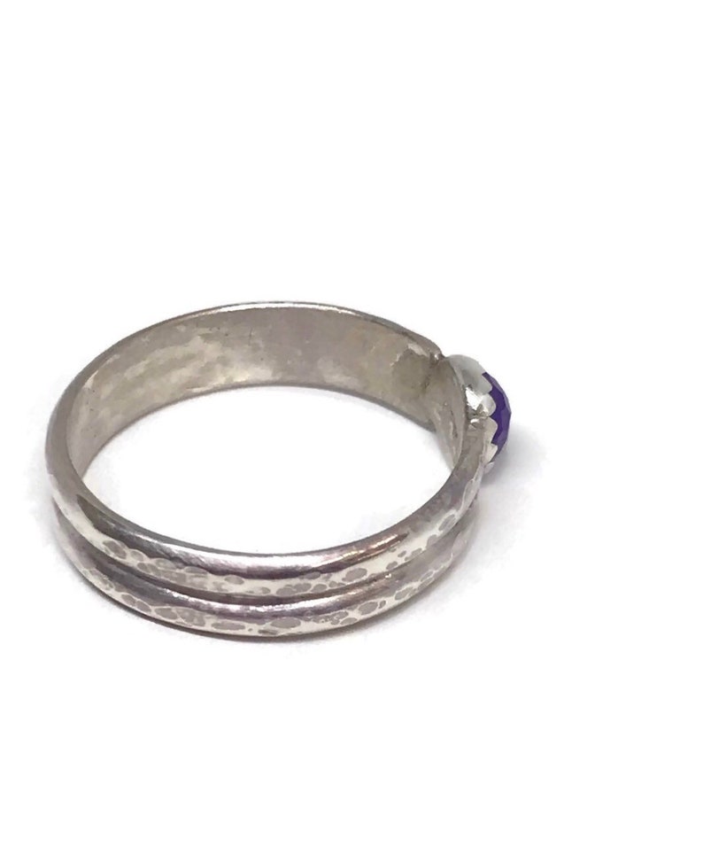 Purple Jade Ring silver JewelryJade Stonesterling Silver Ringdouble Ring US Size 9.5Stacking RingUnique Stonepurple