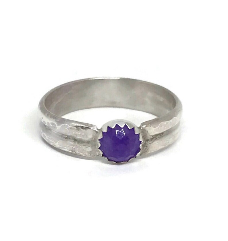 Purple Jade Ring silver JewelryJade Stonesterling Silver Ringdouble Ring US Size 9.5Stacking RingUnique Stonepurple