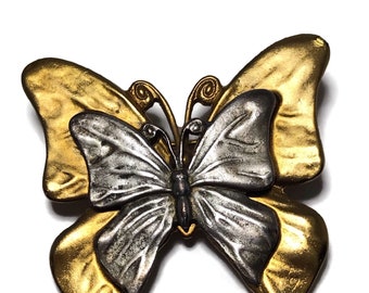 Vintage Butterfly Metal Brooch/Vintage Pin/ bug Pin/Gold silver Butterfly Pin