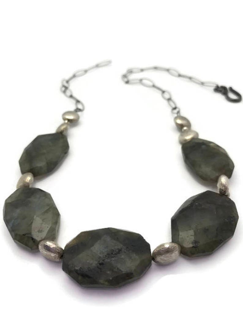 Cut Labradorite Laboradorite Necklace Laboradorite Jewelry Chunky Jewelry Silver Jewelry Silver Necklace Adjustable Necklace Hand Cut