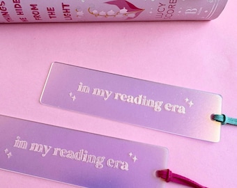 Iridescent Acrylic Bookmark: 'In My Reading Era' Laser-Engraved Design