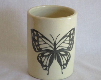 Butterfly themed Stoneware Utensil Crock