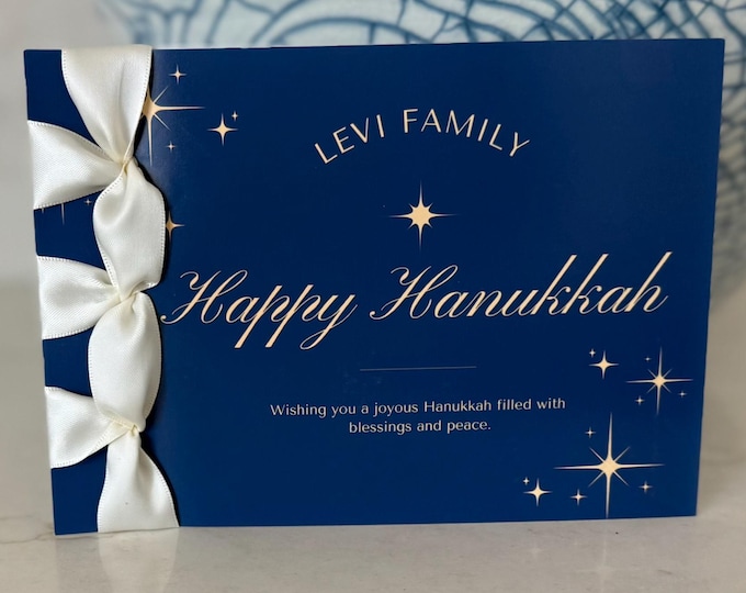 Personalized Hanukkah Card | Handmade Satin Ribbon Jewish Holiday Card