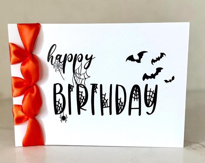 Handmade Halloween Birthday Card | Japanese Binding, Satin Ribbon