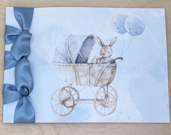 Personalized "It's a Boy" Card | Luxury Satin Ribbon Baby Card