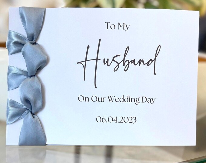 Handmade 'To My Husband' Wedding Card | Japanese Ribbon Binding