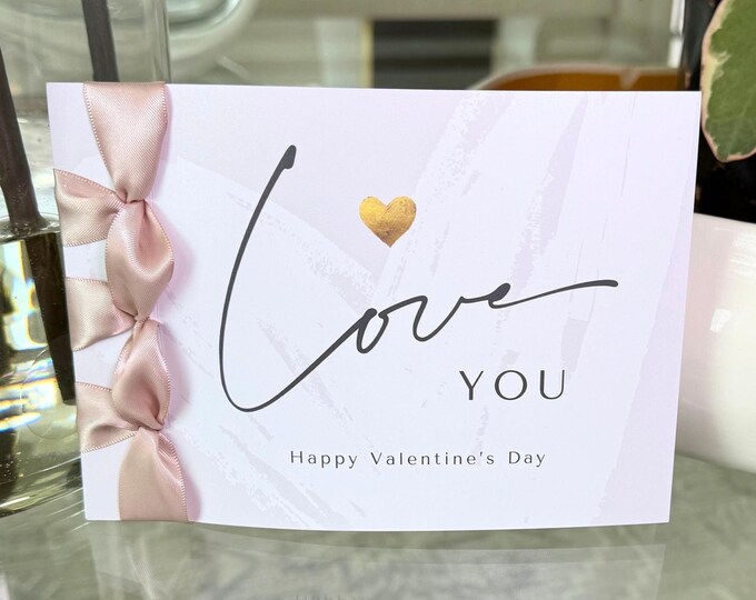 Custom Valentine's Card with Satin Ribbon and Japanese Binding