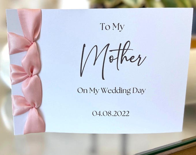 To My Mother Wedding Card | Japanese Binding, Satin Ribbon