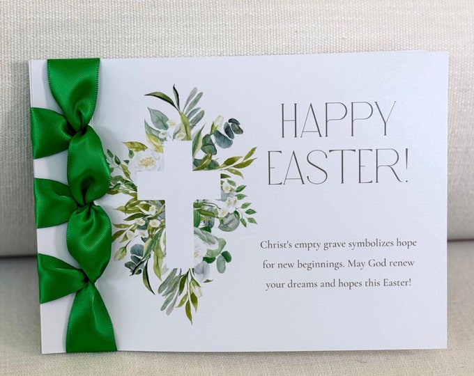 Handmade Easter Card, Satin Ribbon, Japanese Binding