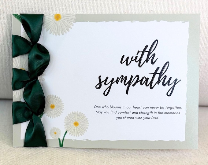 Handmade Sympathy Card, Satin Ribbon, Cotton Cardstock