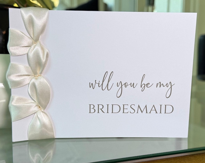 Handmade Bridesmaid Proposal Card – Satin Ribbon, Personalized Wedding Note