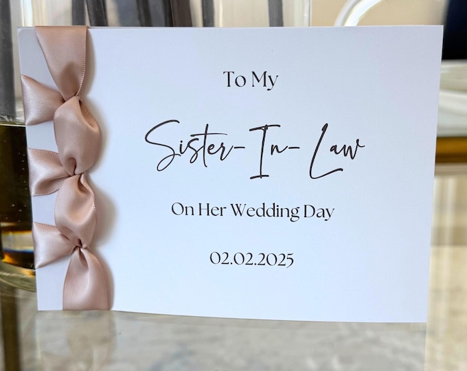 Sister-in-Law Wedding Card | Handmade Japanese Binding, Satin Ribbon Keepsake