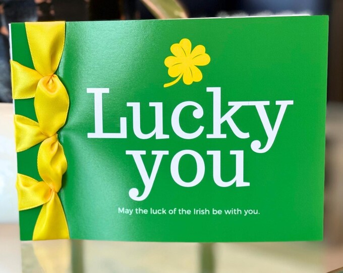 Personalized St. Patrick's Day Card, Satin Ribbon, Handmade