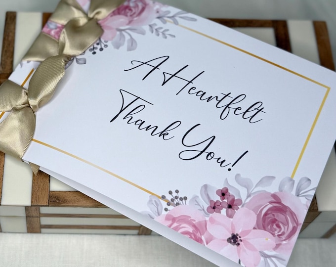 Handmade Thank You Card: Satin Ribbon, Personalizable