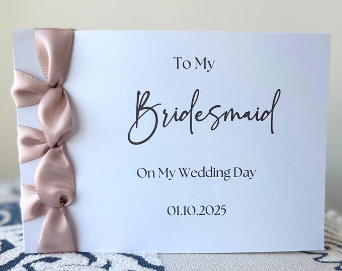 Bridesmaid Wedding Card | Japanese Binding, Satin Ribbon