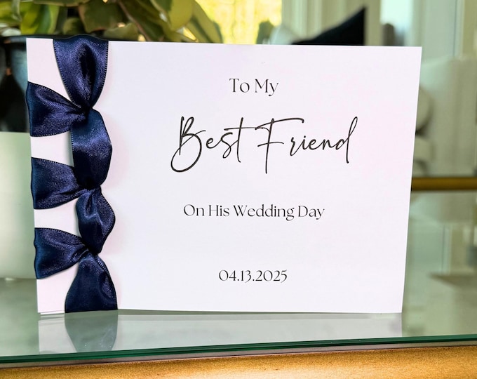 Personalized Wedding Day Card: Cotton Cardstock, Japanese Ribbon Binding