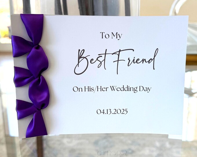 To My Best Friend on Their Wedding Day | Custom Wedding Card | Handmade Card I Japanese Binding | Personalized Wedding Card