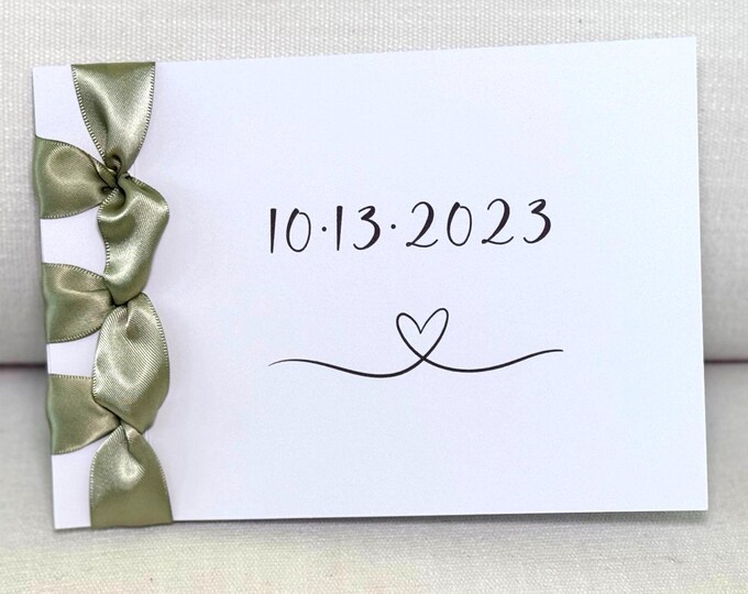 Personalized Anniversary Card – Handmade Cotton Cardstock with Satin Ribbon