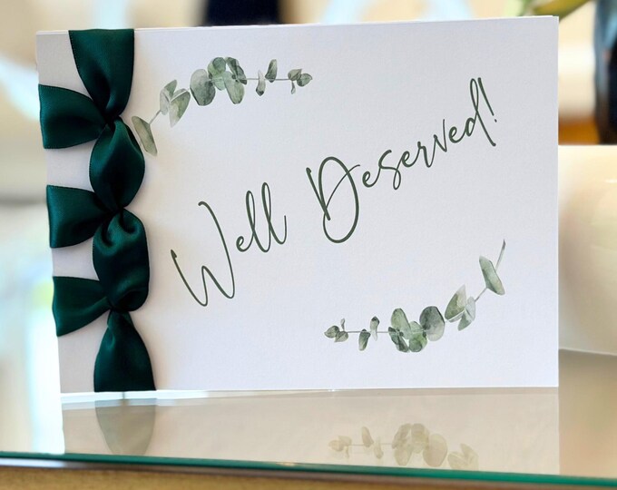 Custom Handmade Congratulations Card, Satin Ribbon, Luxury Card, Well Deserved