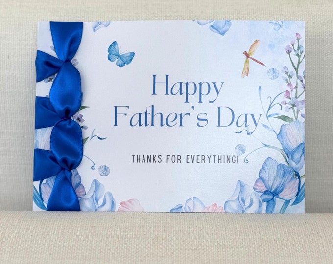 Personalized Father's Day Card | Handmade Cotton Stationery with Satin Ribbon