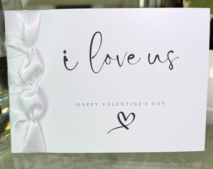 Custom Valentine's Day Card, Satin Ribbon, Personalized Luxury Card