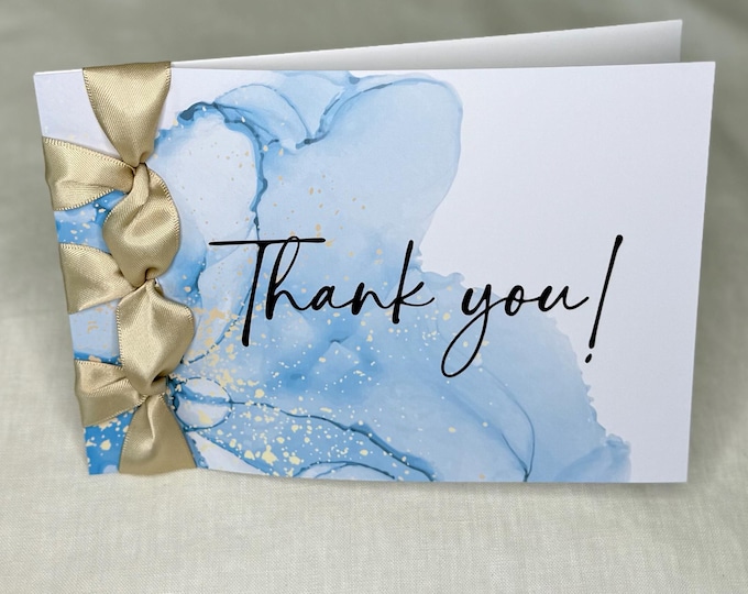 Personalized Thank You Card | Handmade Cotton Paper with Japanese Ribbon Binding