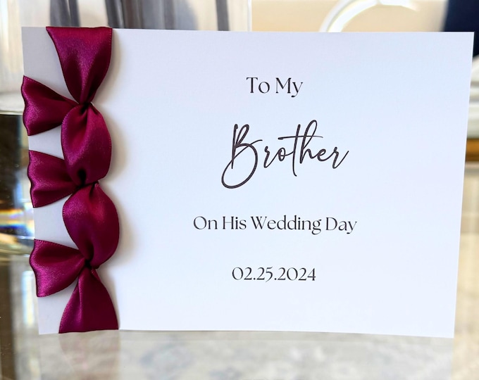 To My Brother Wedding Card | Handmade, Japanese Binding & Satin Ribbon