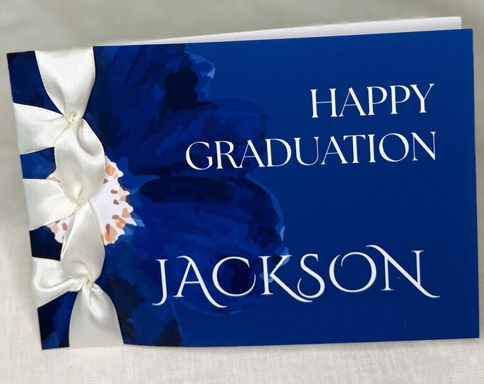 Handmade Congratulations Card: Satin Ribbon, Personalized Graduation Keepsake