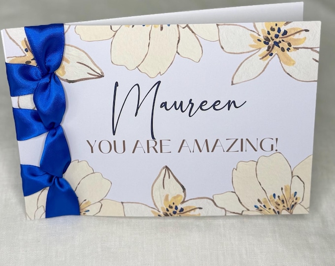 Handmade Congratulations Card: Satin Ribbon, Personalized Keepsake