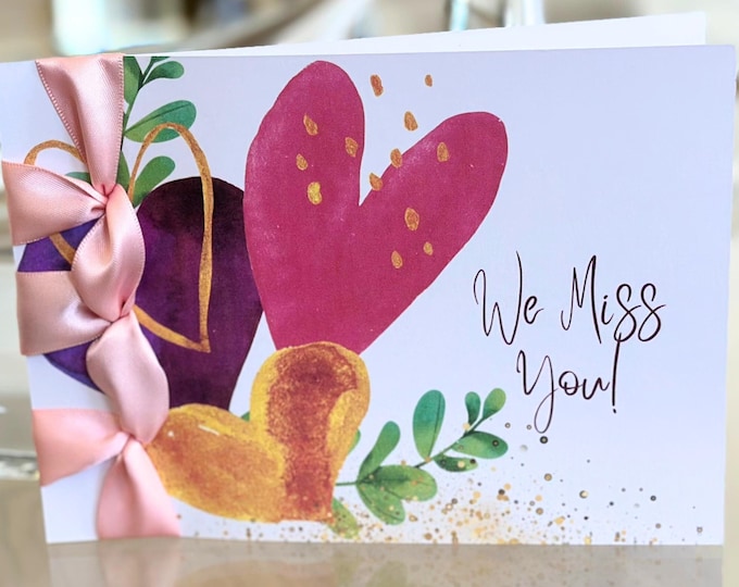 Handmade Miss You Card | Personalized Satin Ribbon Greeting