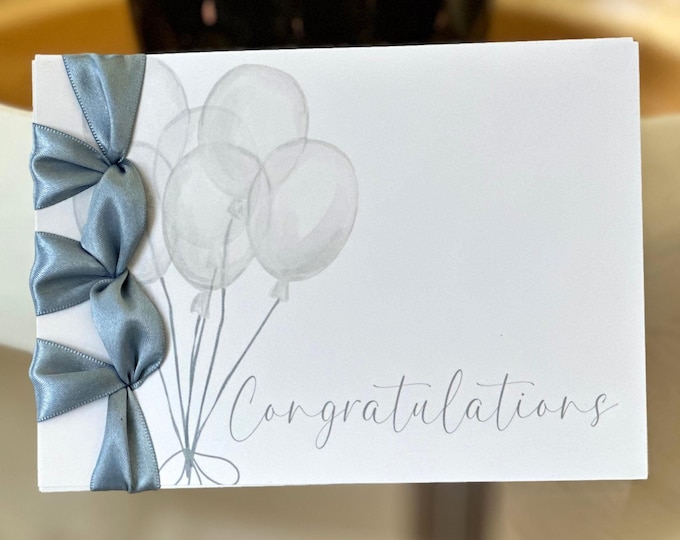 Handmade Congratulations Card | Satin Ribbon, Personalized Gift