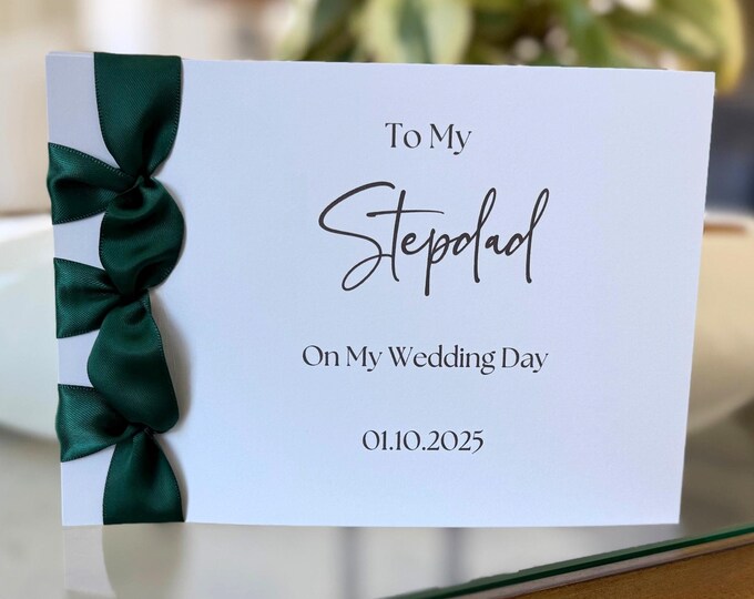 Stepdad Wedding Day Card | Japanese Ribbon Binding, Handmade