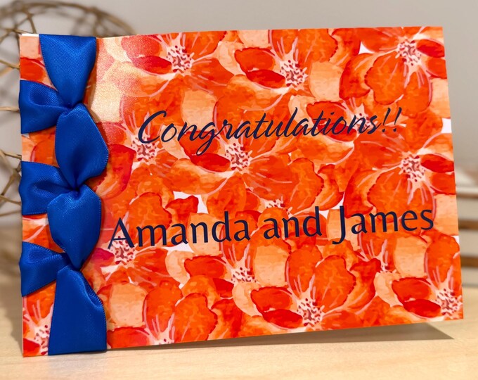 Personalized Wedding Card | Handmade Congratulations, Satin Ribbon