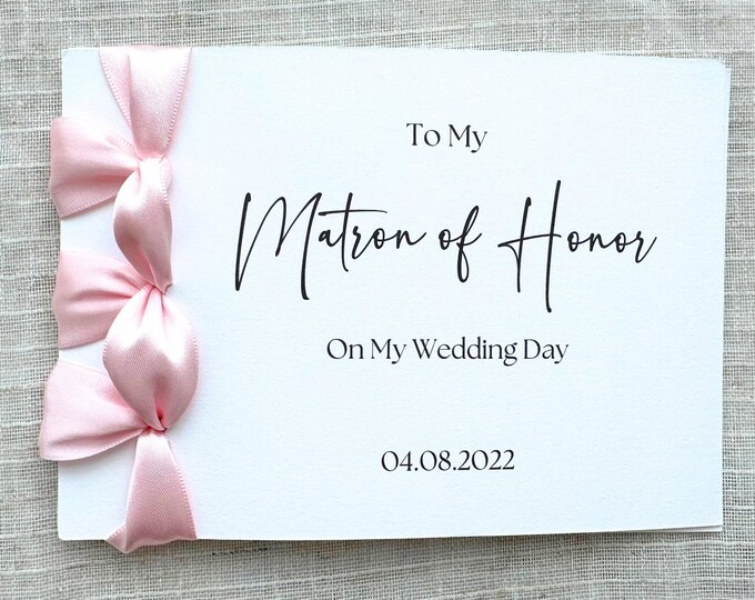 Personalized Matron of Honor Wedding Card | Japanese Ribbon Binding