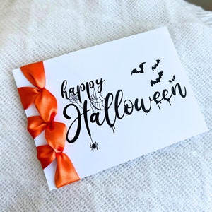 Carte d'Halloween faite main personnalisée, ruban de satin, carte de luxe, joyeux Halloween