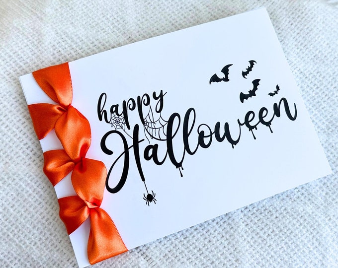 Handmade Halloween Card | Japanese Binding, Satin Ribbon