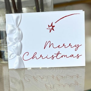 Carte de Noël faite main personnalisée, ruban de satin, carte de luxe, joyeux Noël