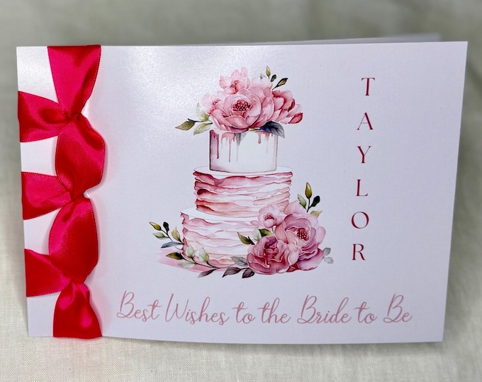 Handmade Bridal Shower Card | Japanese Ribbon Binding, Personalized