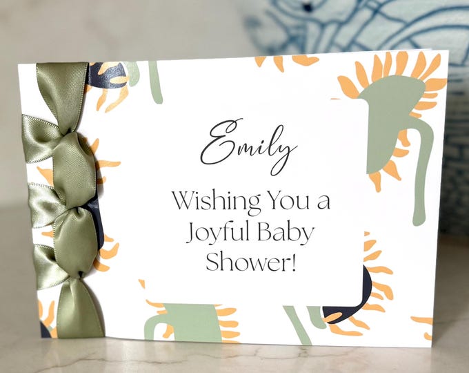 Handmade Congratulations Card: Satin Ribbon, Personalized Baby Shower