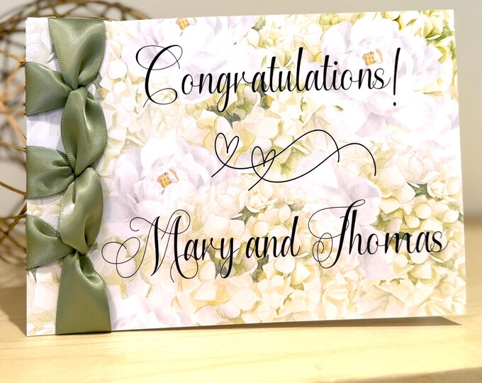 Custom Wedding Congratulations Card | Handmade Satin Ribbon Keepsake
